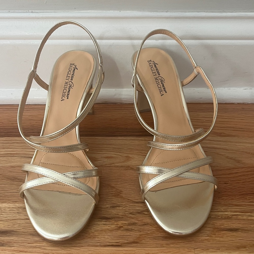 Badgley Mischka Gold Strappy Heels